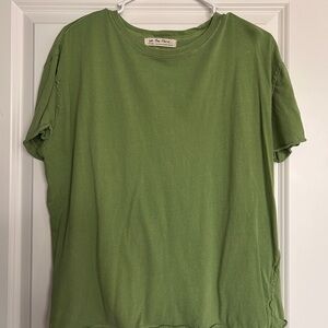 Free People Olive Green Short Sleeve Top